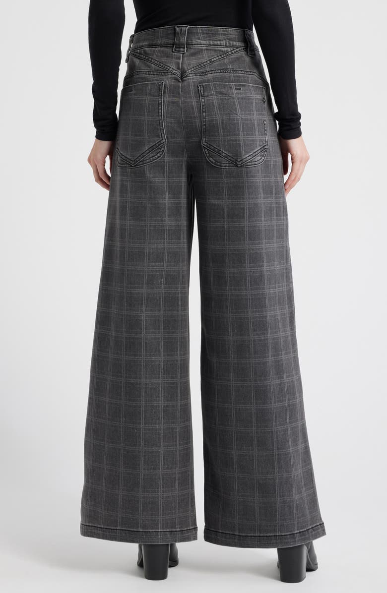 Wit & Wisdom 'Ab'Solution Ultra Skyrise Plaid Wide Leg Jeans, Alternate, color, Grey/ Black