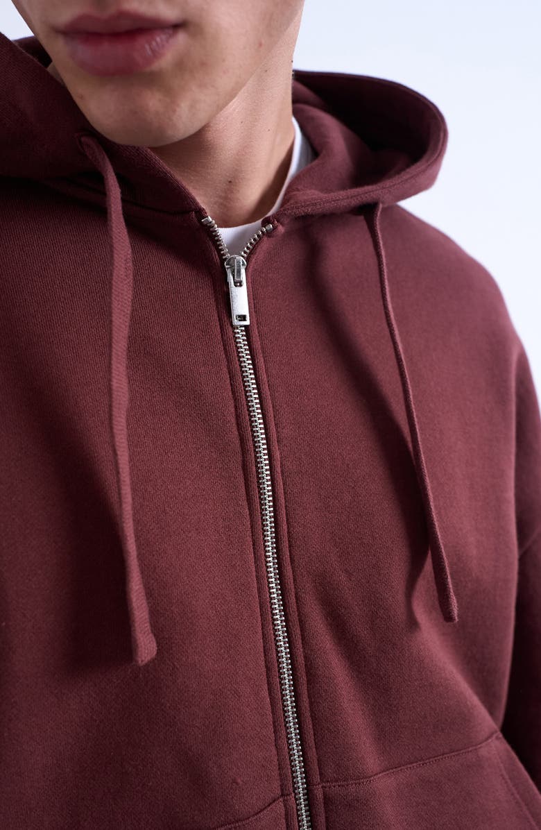 Topman Oversize Zip Hoodie, Alternate, color, Brown