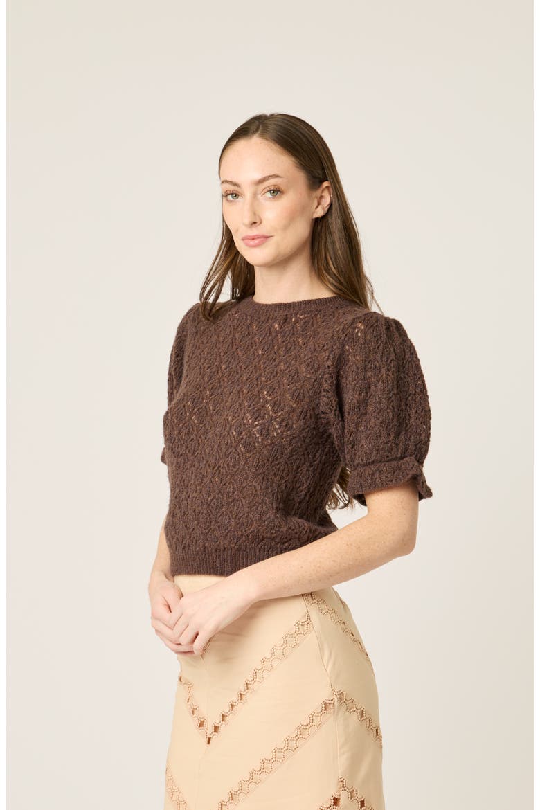 Mel S/S Cardigan, Alternate, color, Chocolate