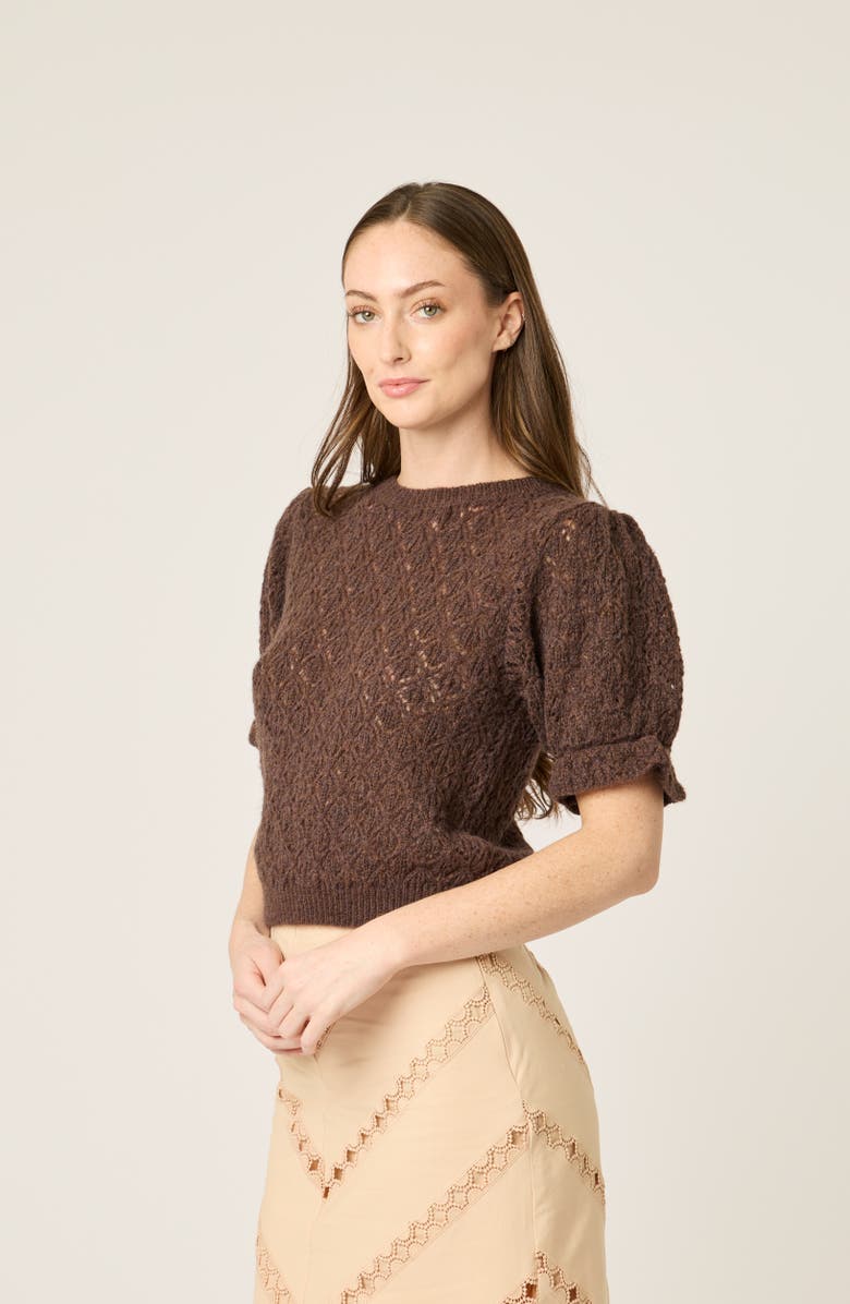 BTB Los Angeles Mel S/S Cardigan, Alternate, color, Chocolate