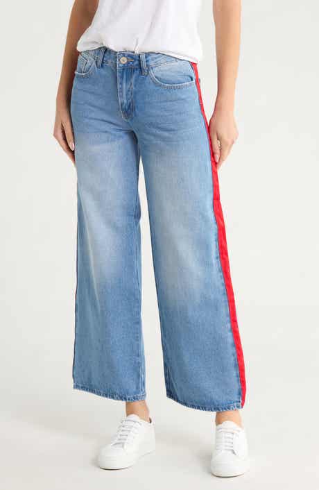 FLYING ANGEL Side Tape Wide Leg Jeans