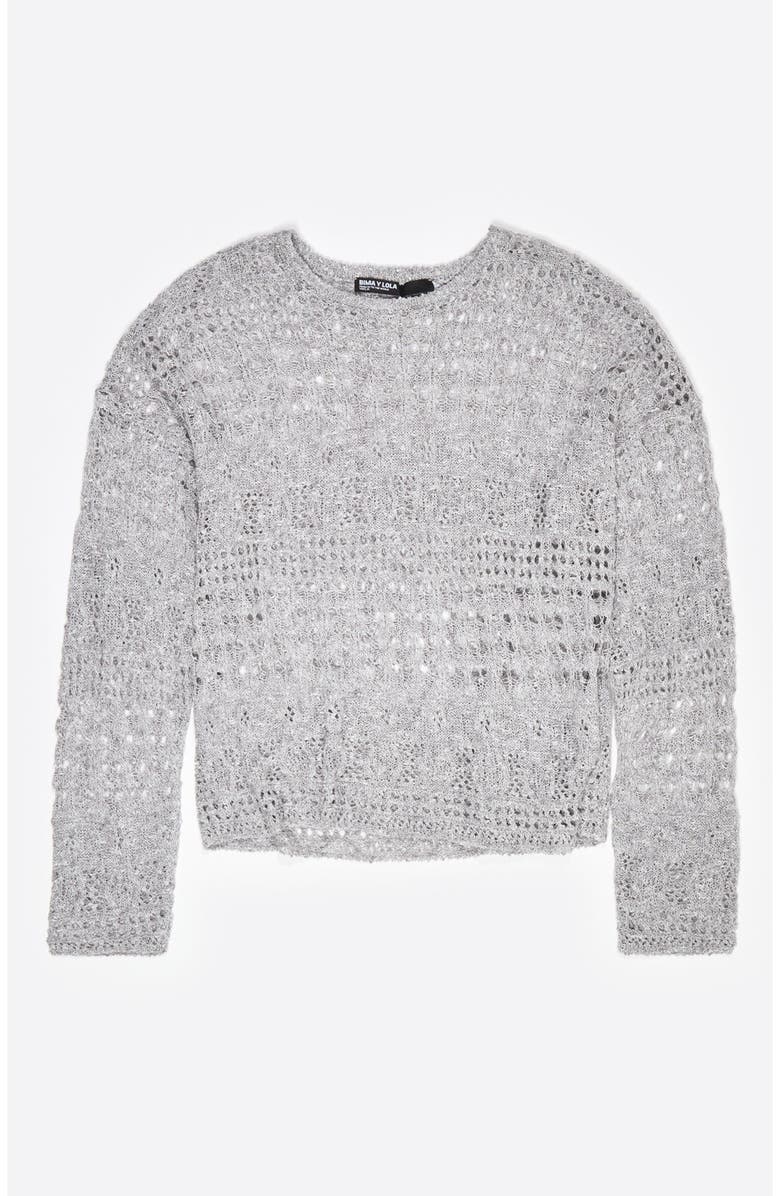 Bimba y Lola Lurex Openwork Sweater, Alternate, color, Silver