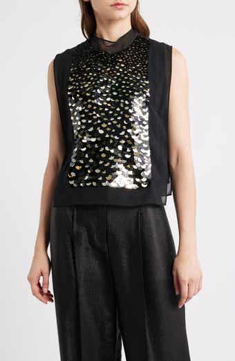 Baliette Sequin Sleeveless Chiffon Top