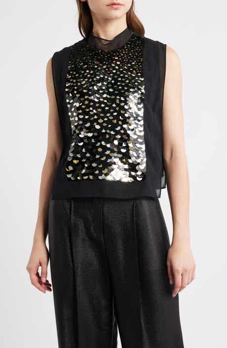 Baliette Sequin Sleeveless Chiffon Top