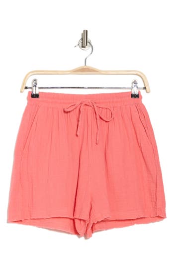 Elan Raw Hem Cotton Cover-up Shorts In Pink