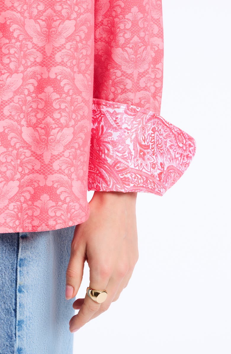 Robert Graham Priscilla Long Sleeve Woven Shirt, Alternate, color, Coral