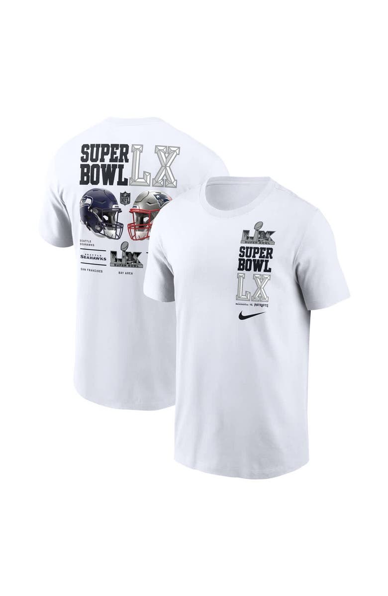 Nike Men's Nike  White New England Patriots vs. Seattle Seahawks Super Bowl LX Dueling T-Shirt, Main, color, White
