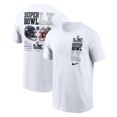Men's Nike  White New England Patriots vs. Seattle Seahawks Super Bowl LX Dueling T-Shirt