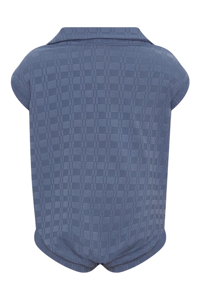 Textured Knit Polo Romper, Alternate, color, BLUE