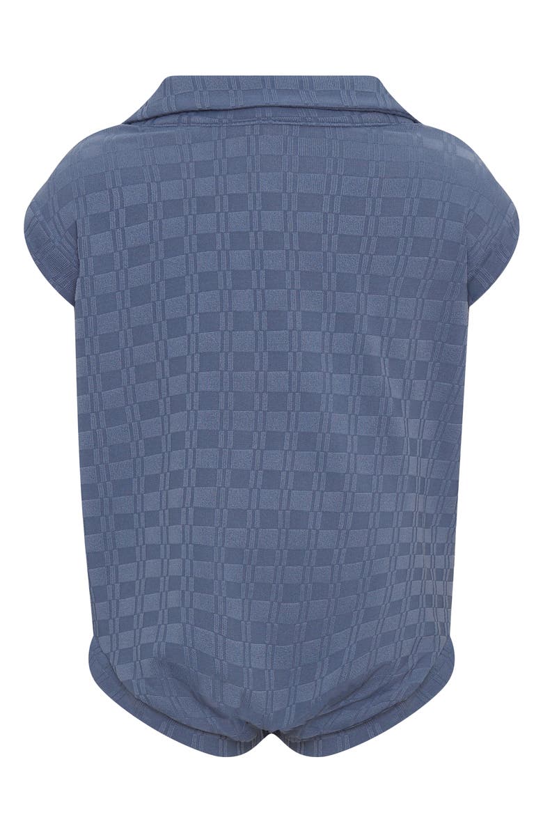 TINY TRIBE Textured Knit Polo Romper, Alternate, color, Blue