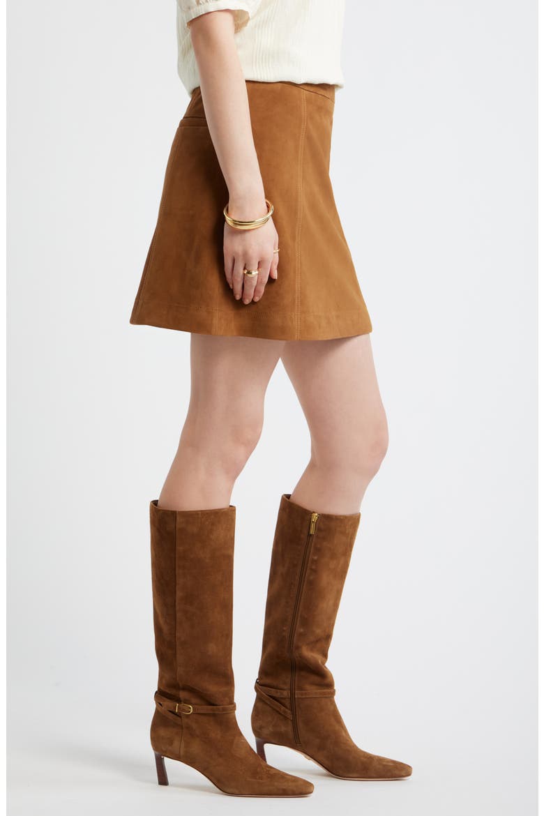 Suede Skirt, Alternate, color, TAN