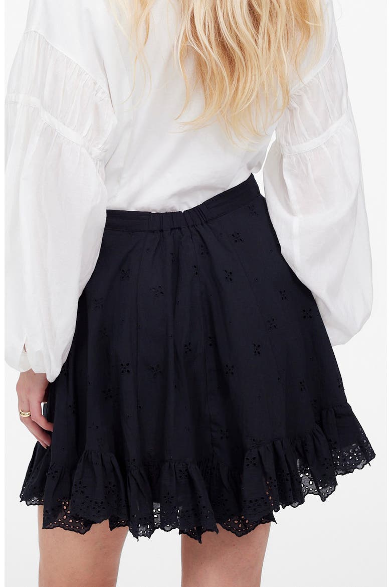 Cotton Voile Eyelet Miniskirt, Alternate, color, JET BLACK