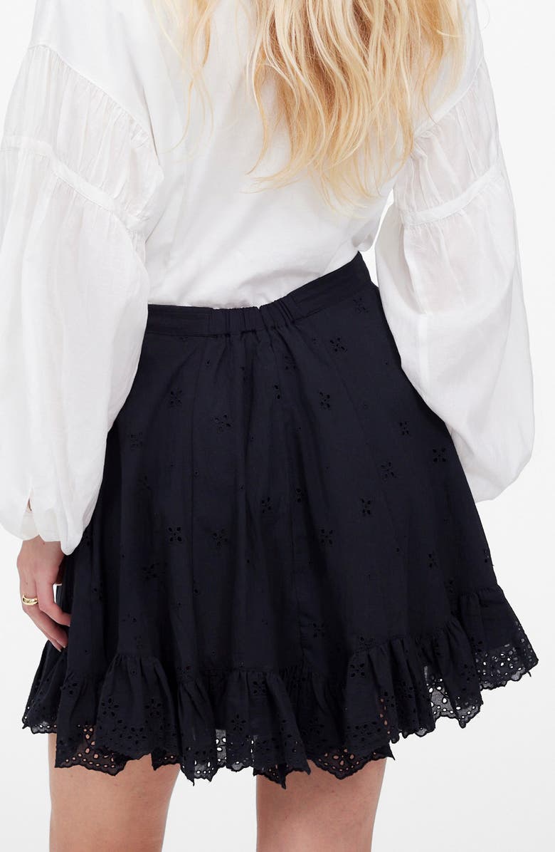 Madewell Cotton Voile Eyelet Miniskirt, Alternate, color, Jet Black