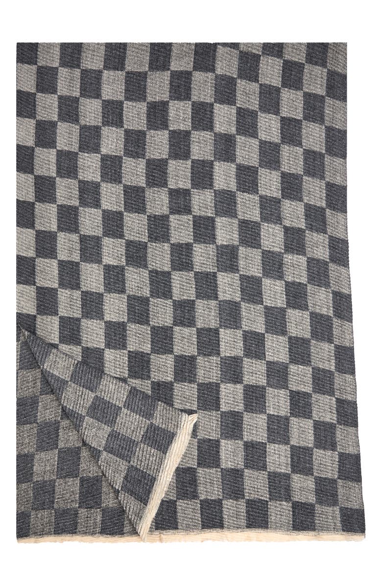 SAACHI Fringe Checkered Scarf, Alternate, color, Grey