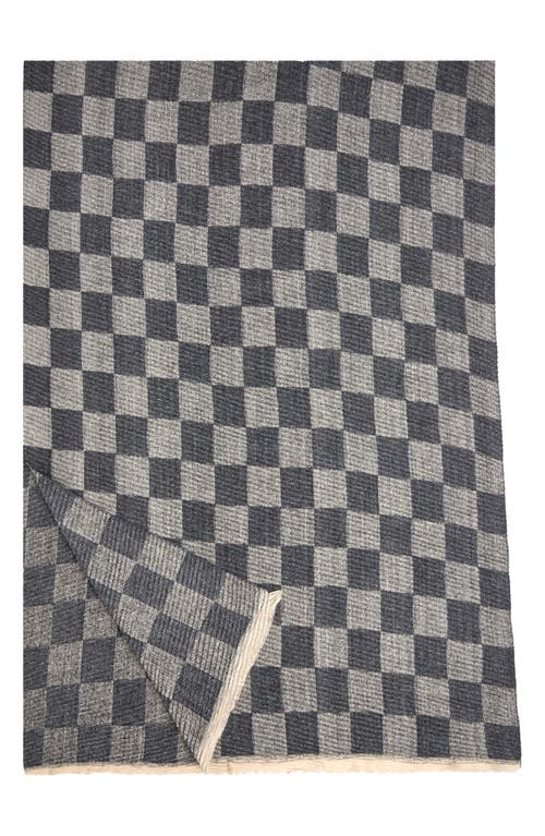 Saachi Fringe Checkered Scarf In Grey