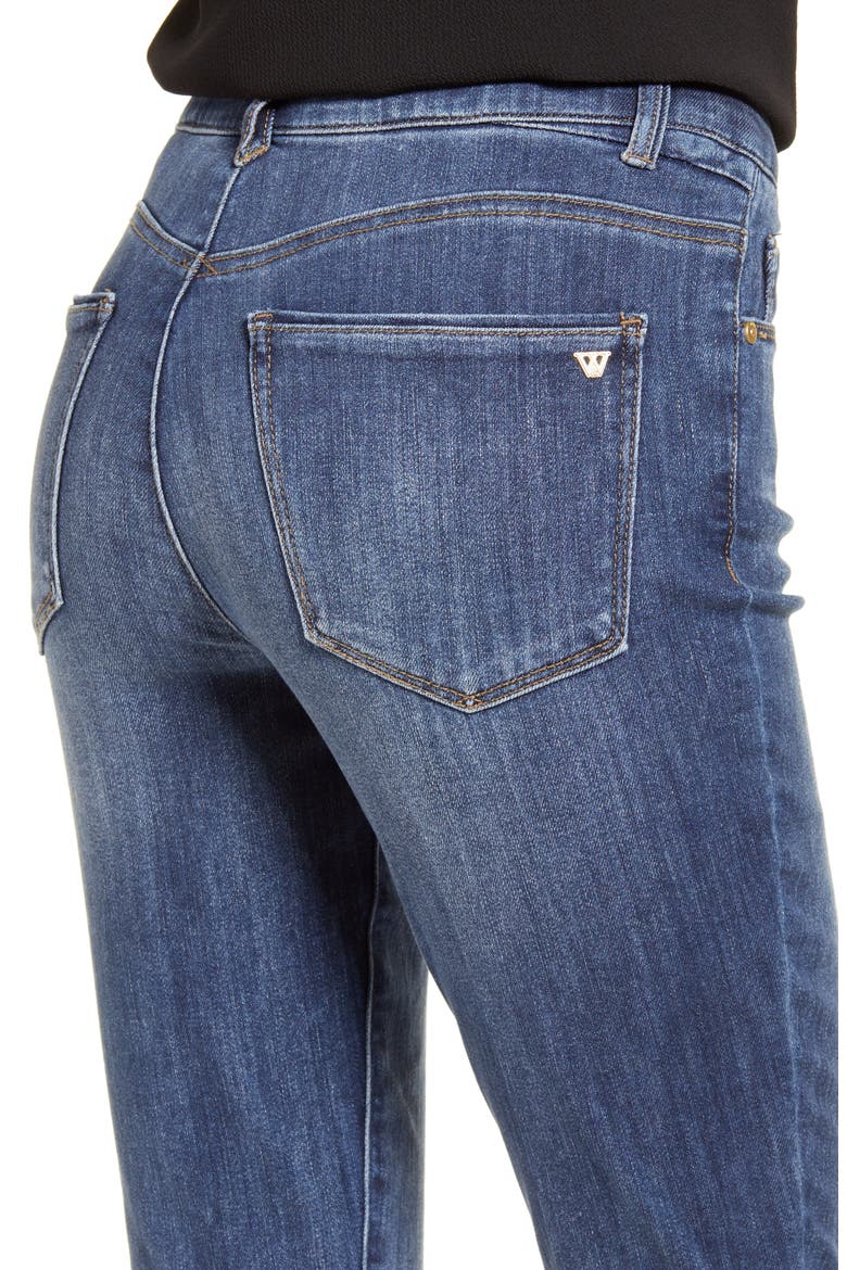 Logan 'Ab'Solution High Waist Raw Hem Skinny Crop Jeans, Alternate, color, BLUE
