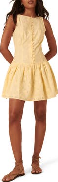 Nobody's Child Claudia Drop Waist Organic Cotton Broderie Anglaise Minidress