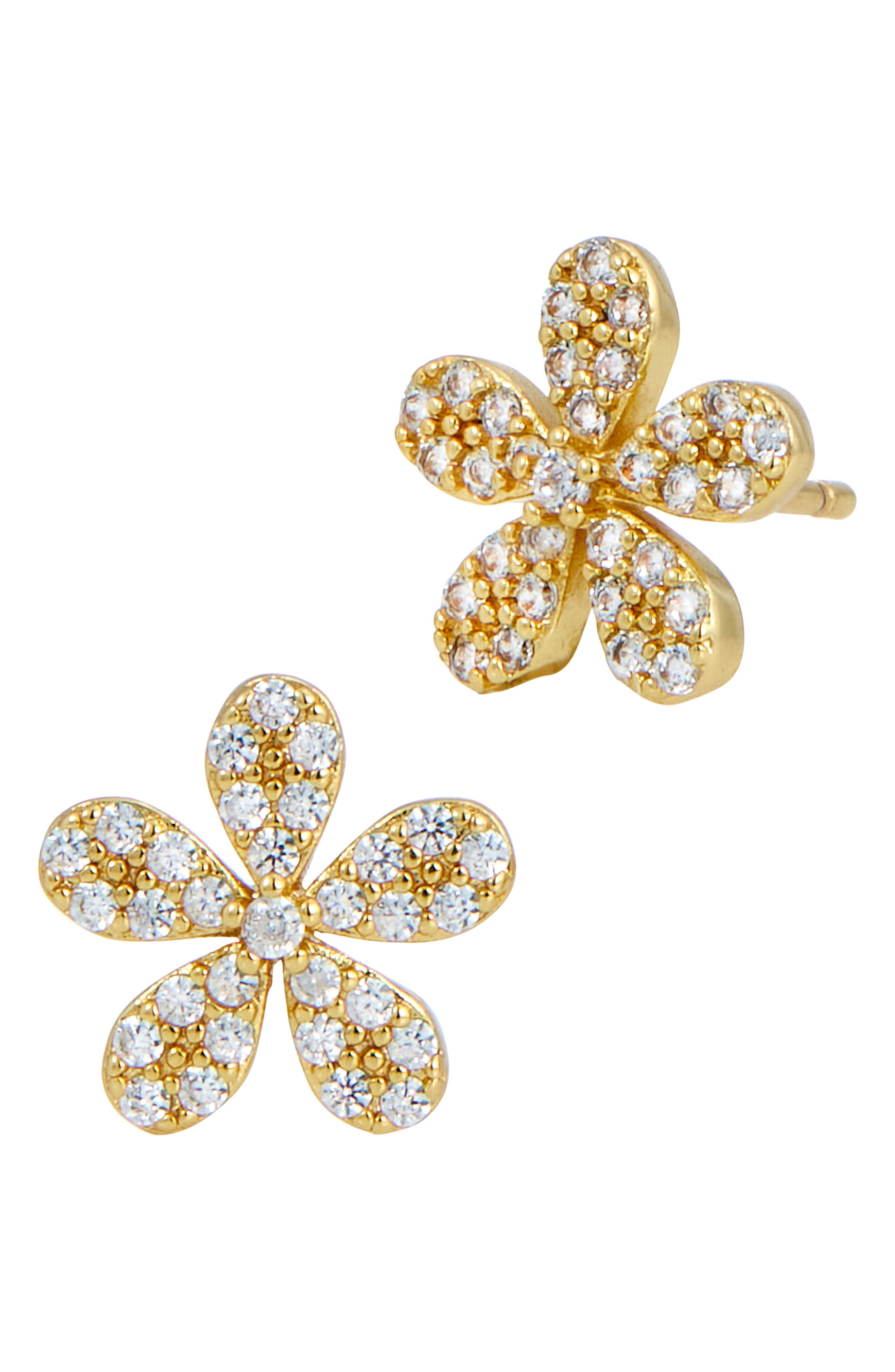 SAVVY CIE JEWELS CZ Pavé Flower Stud Earrings