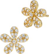SAVVY CIE JEWELS CZ Pavé Flower Stud Earrings