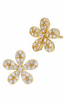 SAVVY CIE JEWELS CZ Pavé Flower Stud Earrings