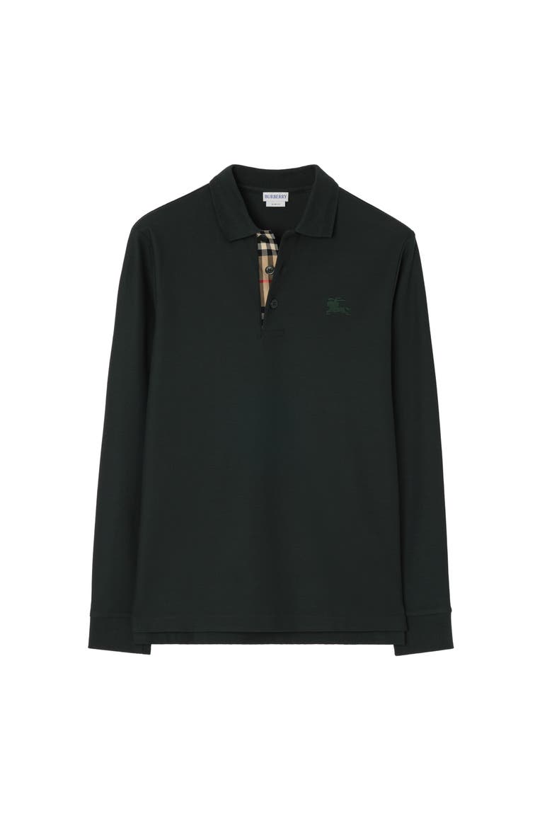 Long-sleeve Cotton Polo Shirt, Main, color, Marsh green