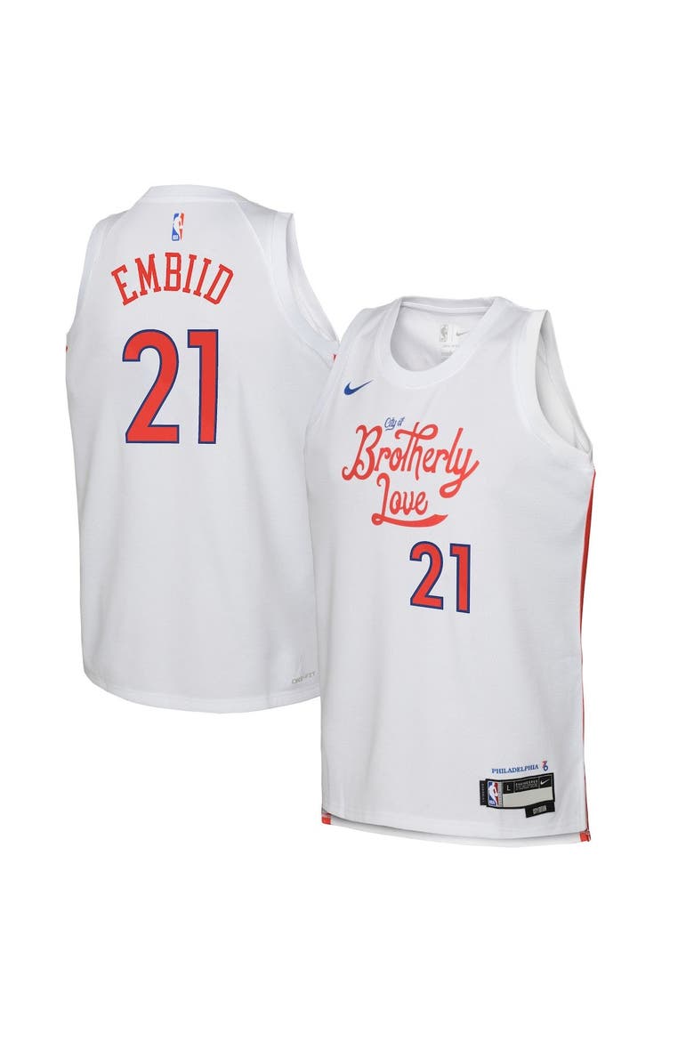 Youth Nike Joel Embiid White Philadelphia 76ers 2022/23 Swingman Jersey - City Edition, Main, color, White