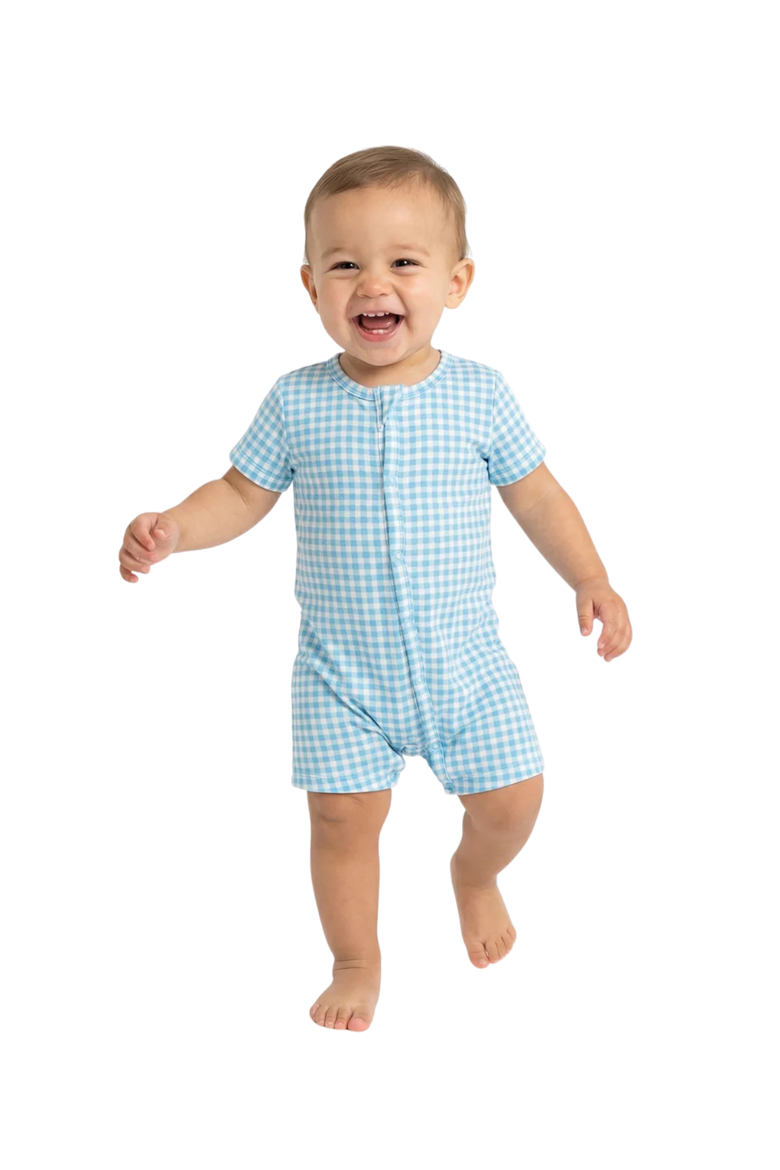 Short Sleeve and Shorts Buttery Soft Sleeper, Main, color, Harbor Gingham
