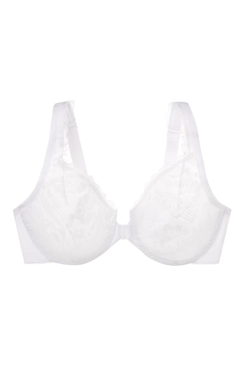 WonderWire® Front Close Stretch Lace Underwire Bra, Alternate, color, WHITE