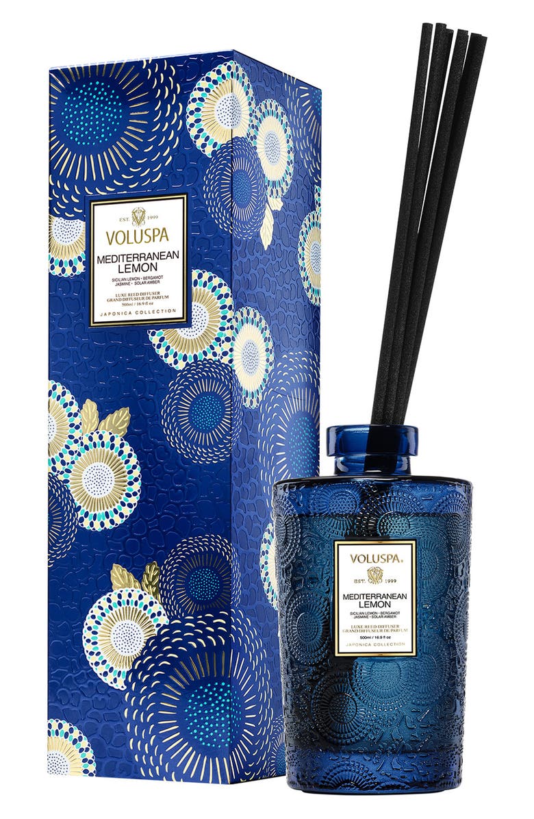 Voluspa Mediterranean Lemon Luxe Reed Diffuser, Main, color, 