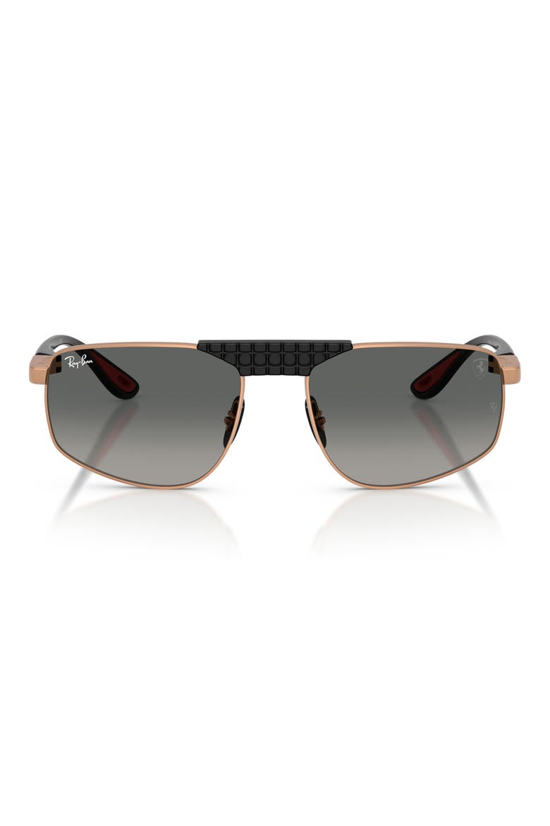 58mm Ferrari Gradient Irregular Sunglasses, Main, color, MATTE ROSE GOLD / GREY