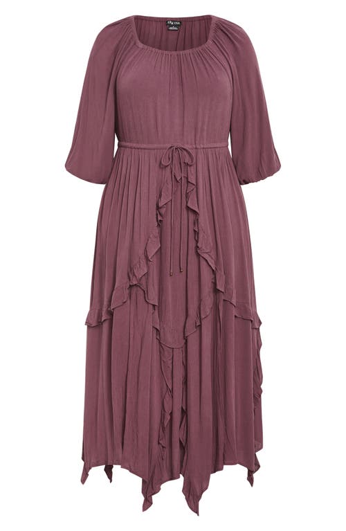 City Chic Zayne Handkerchief Hem Dress In Purple