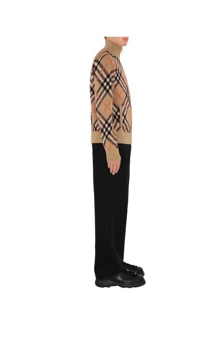 Burberry Check Wool Mohair Blend Jacket, Alternate, color, Sand Beige