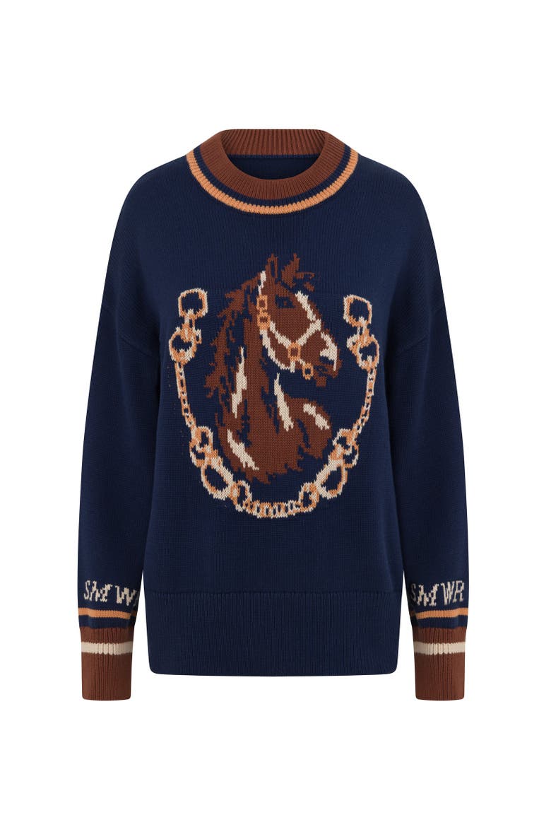 Le Rodeo Knit Sweater, Alternate, color, Navy