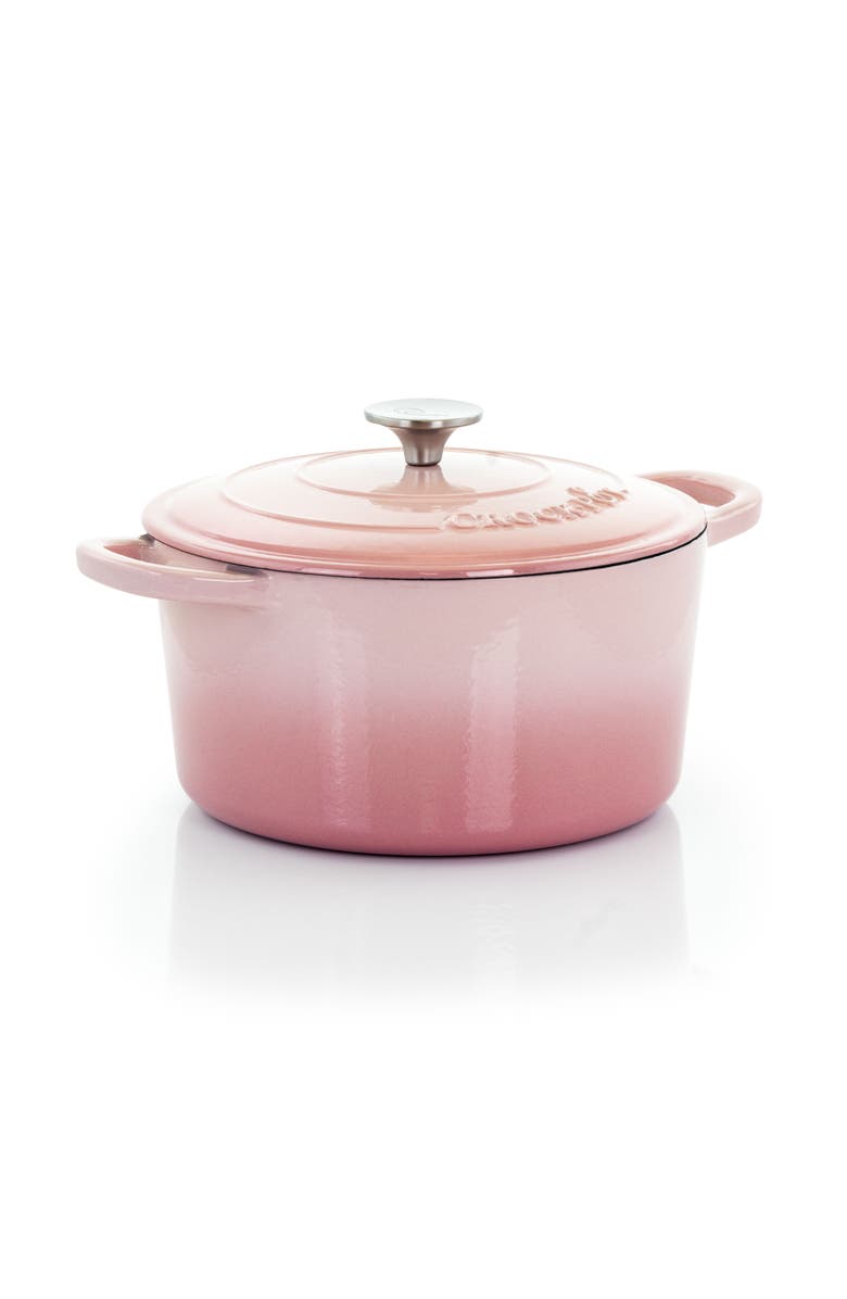 Crock-pot 2 Piece 5 Quarts Enamled Cast Iron Dutch Oven, Main, color, Pink