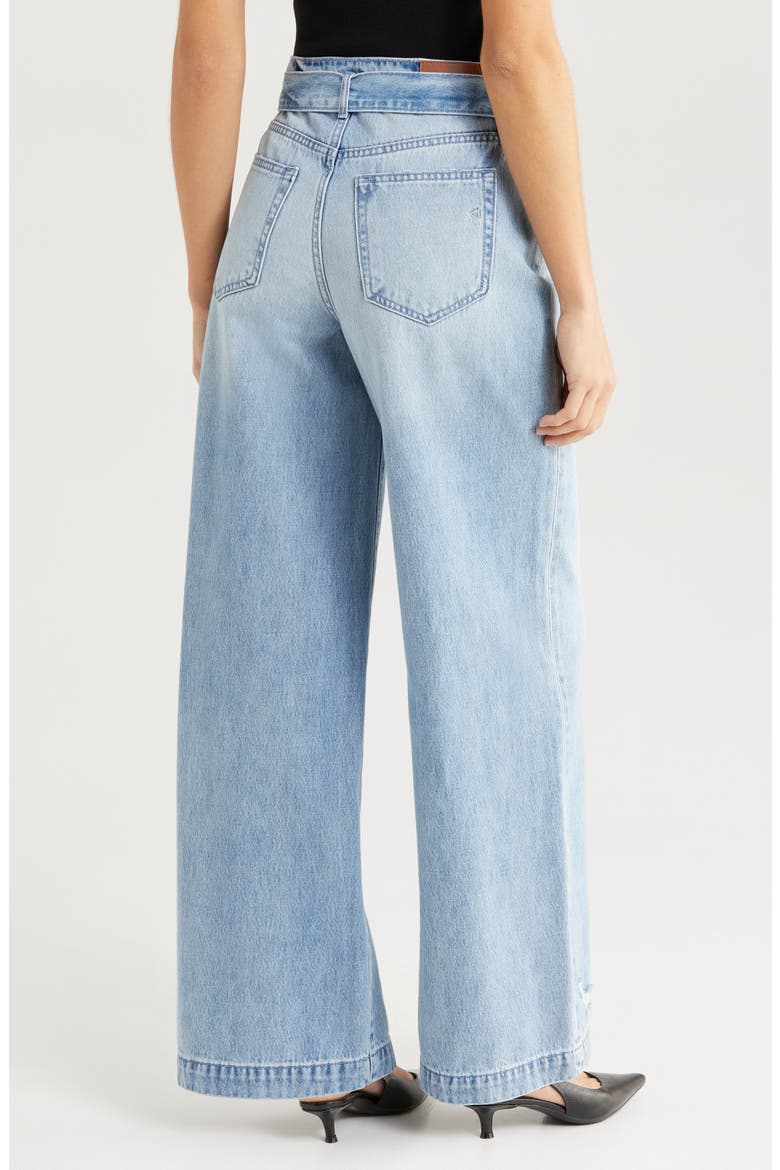 Belted High Waist Wide Leg Jeans, Alternate, color, LIGHT WASH