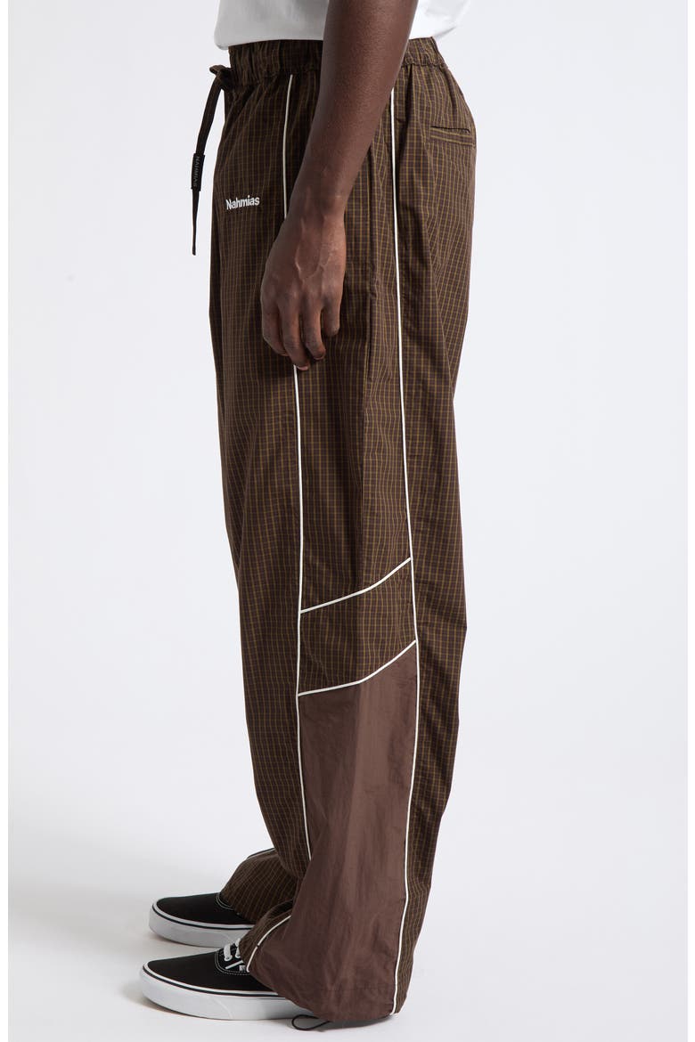 Grid Warm Up Track Pants, Alternate, color, DK BROWN MULTI NYLON