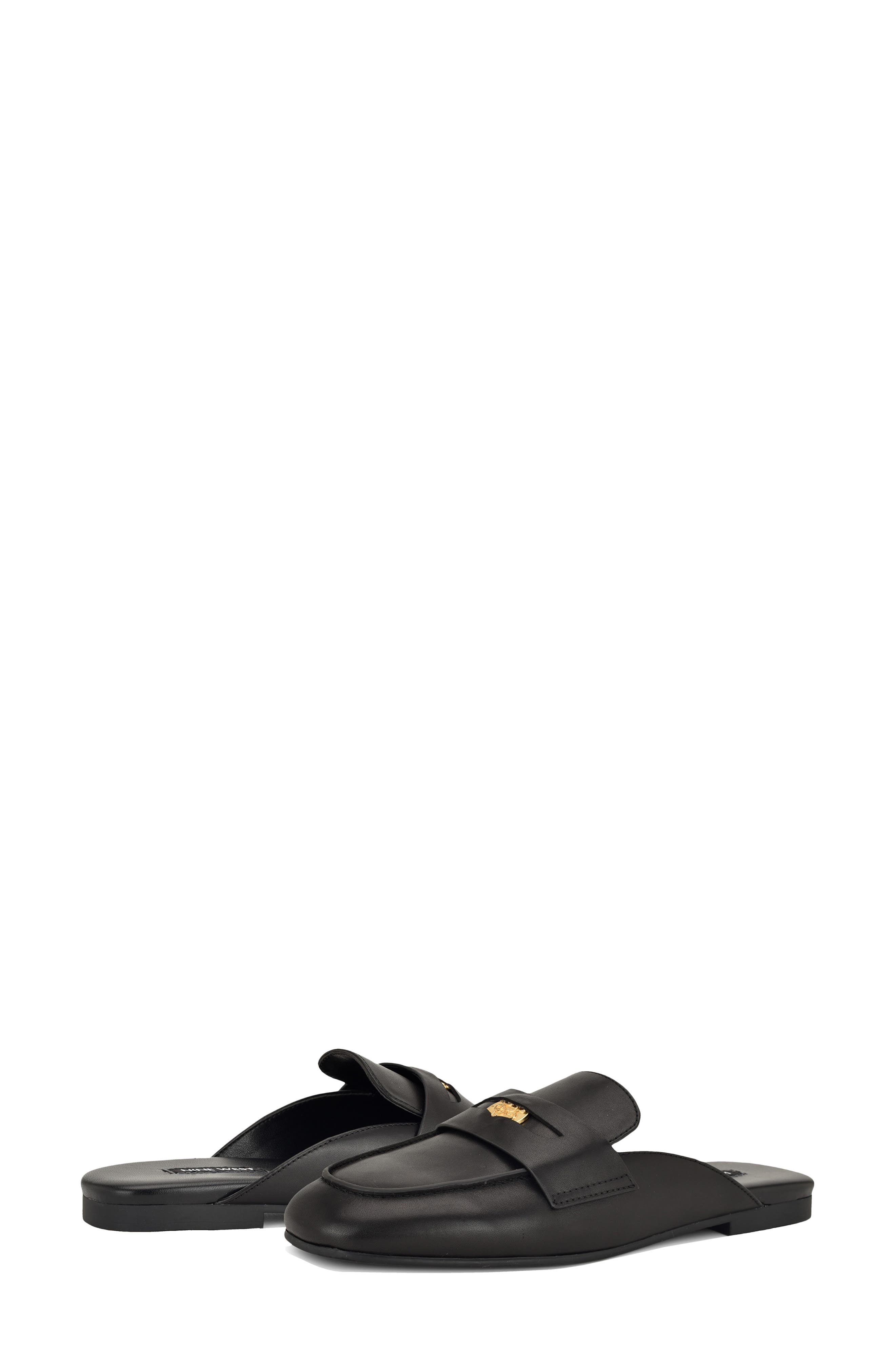 Nine West Evans Penny Loafer Mule, Alternate, color, Black
