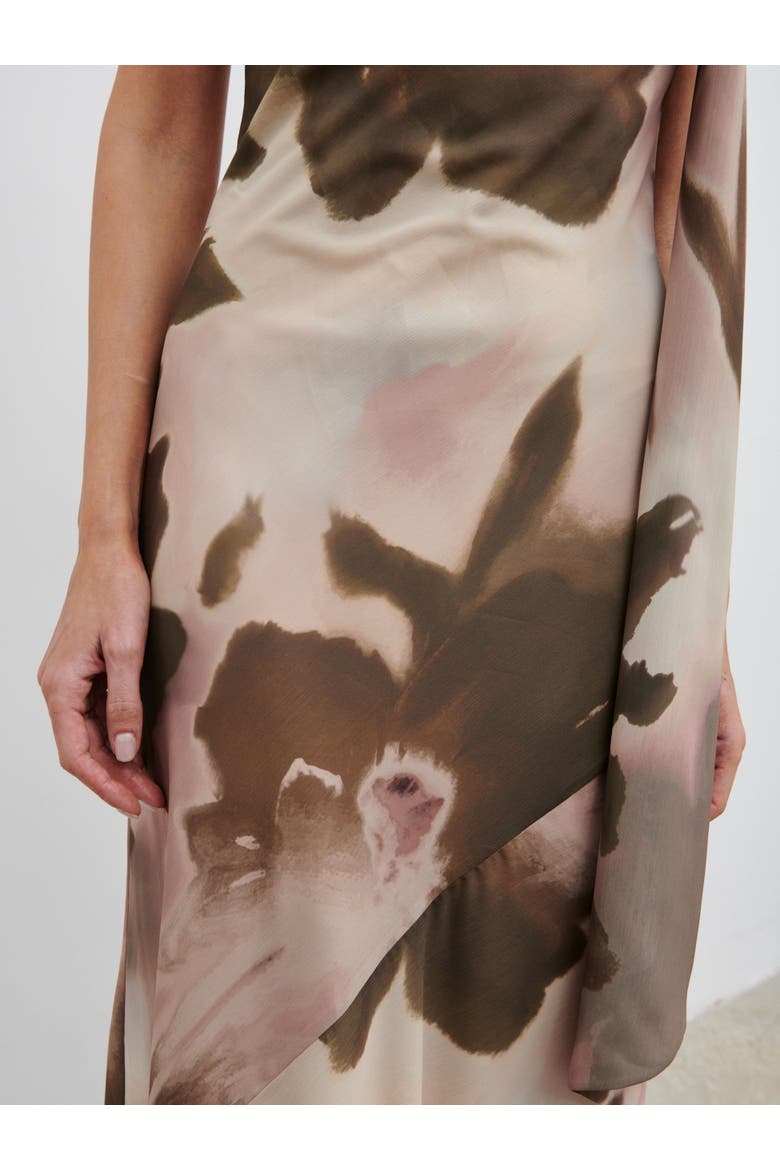 Sheree One Shoulder Sash Maxi Dress, Alternate, color, Netural Watercolour Floral