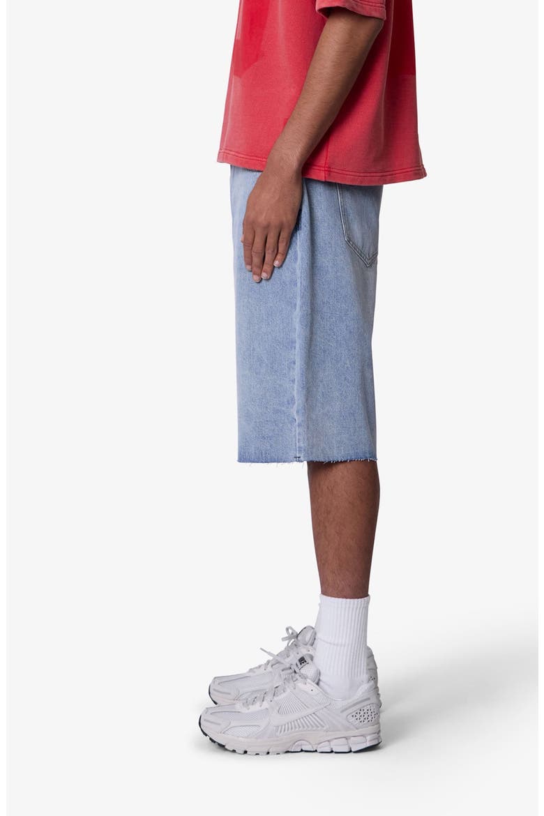 Baggy Raw Hem Denim Shorts, Alternate, color, LIGHT BLUE