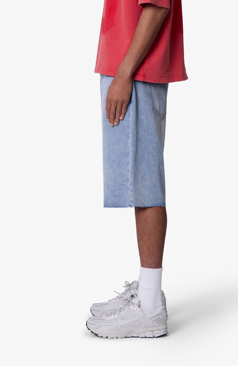 mnml Baggy Raw Hem Denim Shorts, Alternate, color, Light Blue