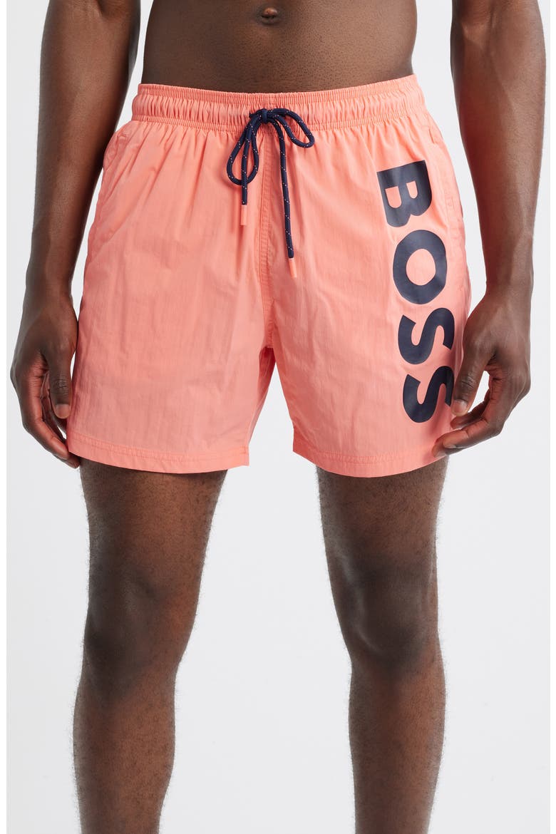 Octopus Swim Trunks, Main, color, BRIGHT CORAL PINK
