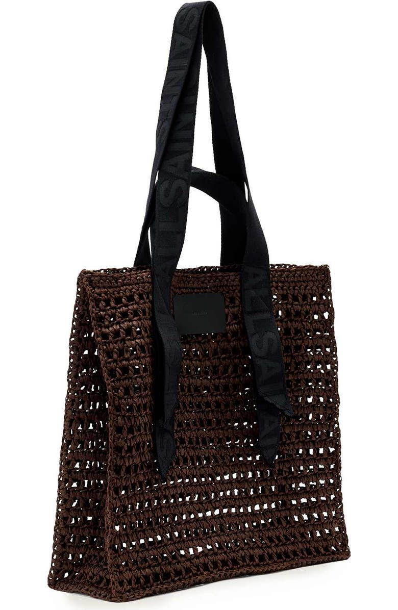 AllSaints Lullah Straw Tote Bag, Alternate, color, Cognac Brown