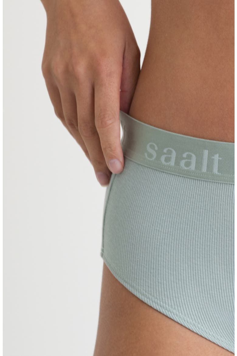 Period & Leakproof High Rise Stretch Cotton & Modal Rib Briefs, Alternate, color, SEAGLASS