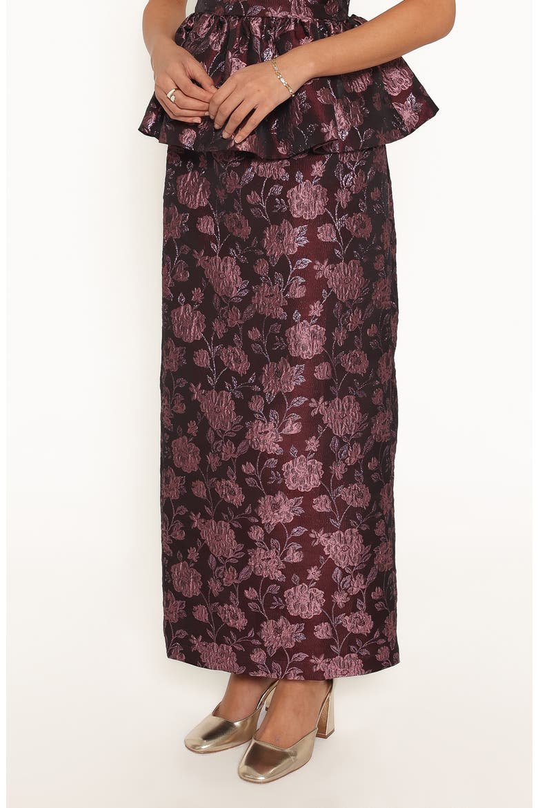 Allegro Floral Brocade Column Skirt, Alternate, color, PLUM BROCADE