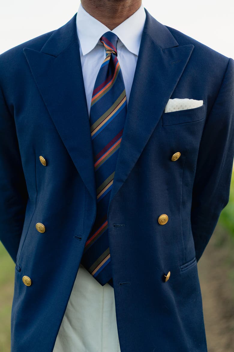 Battisti - Silk Jacquard Tie for Men, Alternate, color, Navy