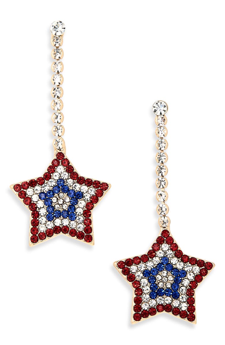 BaubleBar Blazing Star Drop Earrings, Alternate, color, Red/ White/ Blue