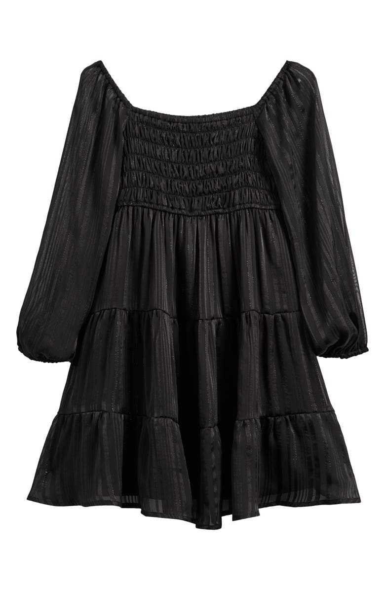 Ava & Yelly Kids' Swiss Dot Long Sleeve Dress, Main, color, Black