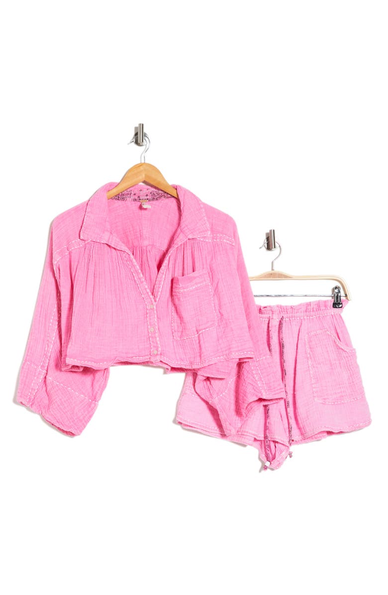 Free People Elora Short Lounge Set, Alternate, color, Bubble Gum