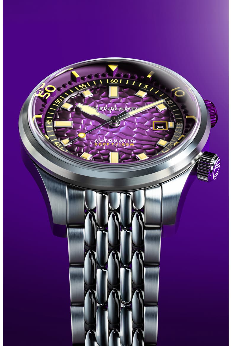Bradner Automatic Bracelet Watch, 42mm, Alternate, color, PURPLE