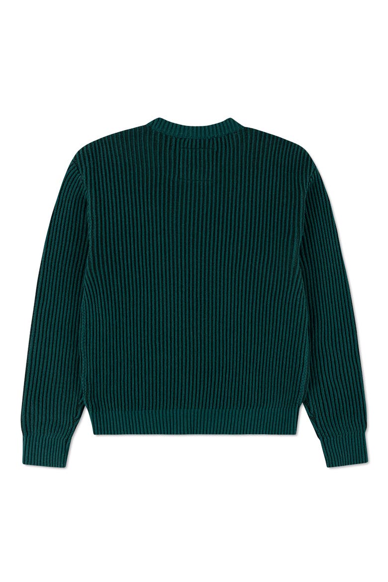 Kids' Pleated Stitch Cotton Blend Crewneck Sweater, Alternate, color, FOREST BIOME